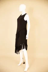 Jersey Dress with Asymmetrical Fringe