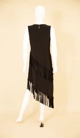 Jersey Dress with Asymmetrical Fringe