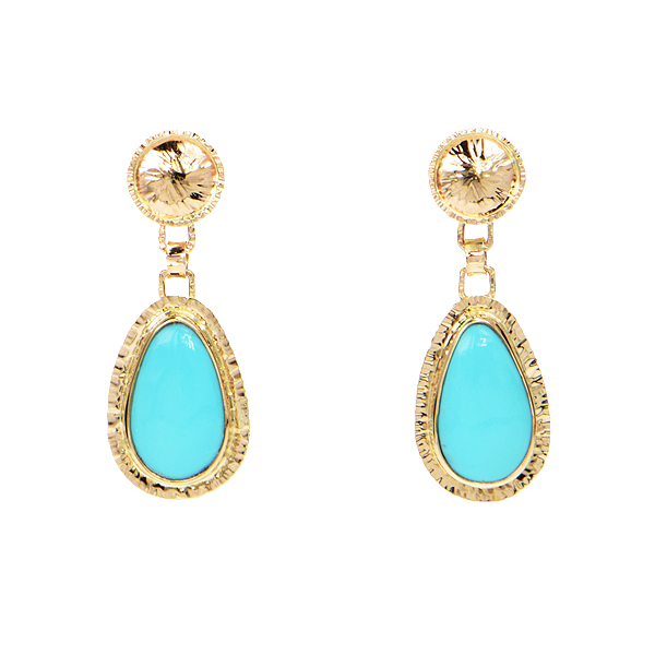 Kingman Turquoise Cabochon Earrings