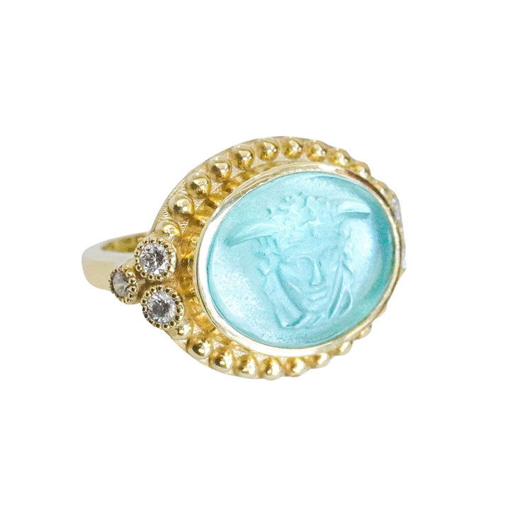 Aqua Intaglio Medusa Ring