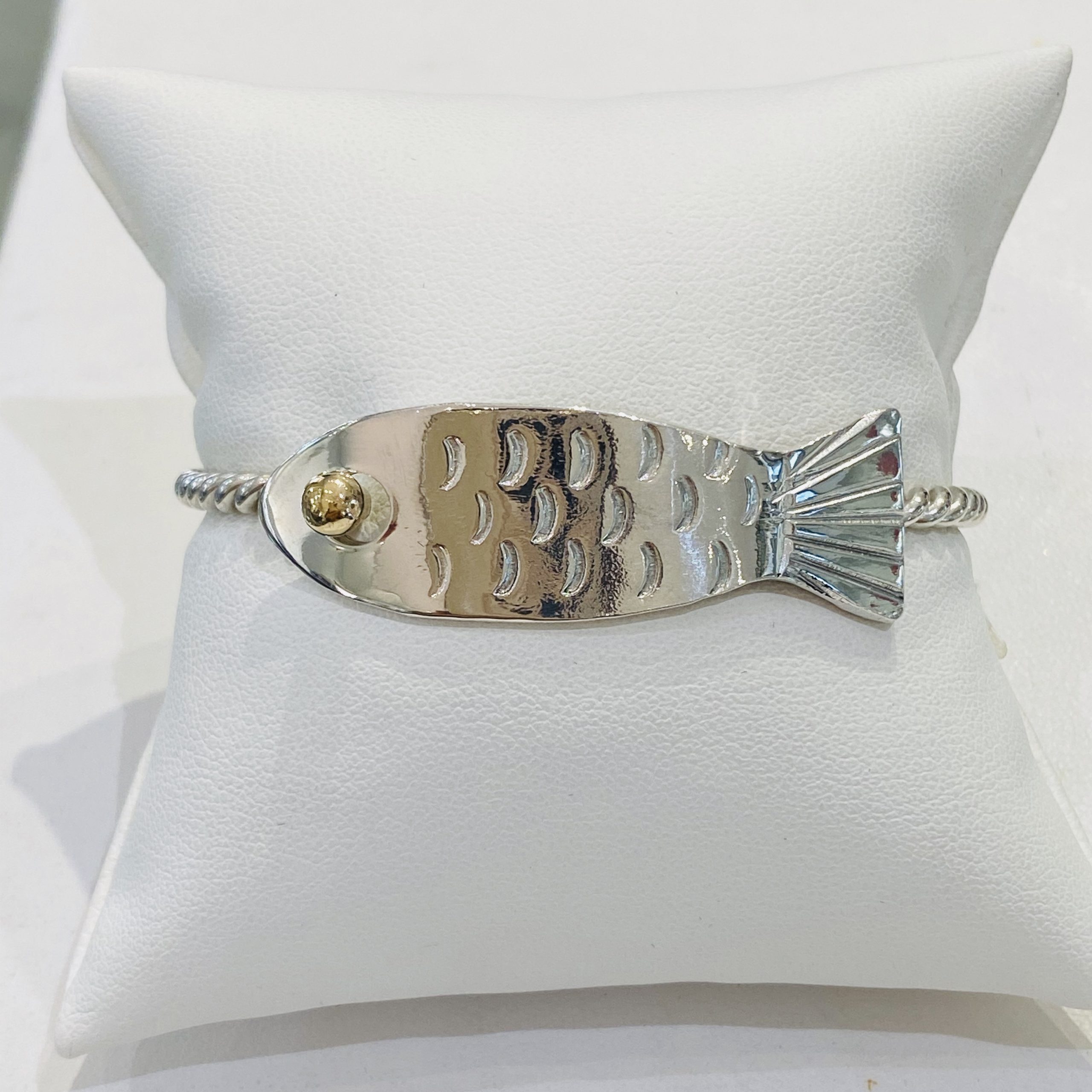 Two-tone Fish Bangle Bracelet